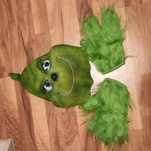Grinch Mask and Furry Glove Set